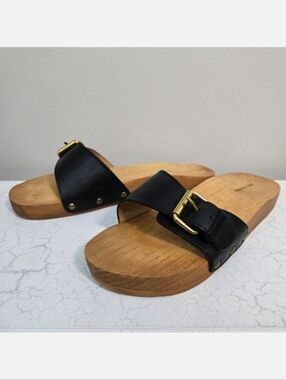 🔥FINAL💲⬇️Isabel Marant Black Leather & Wood Sandals, SZ 38 ~ EUC